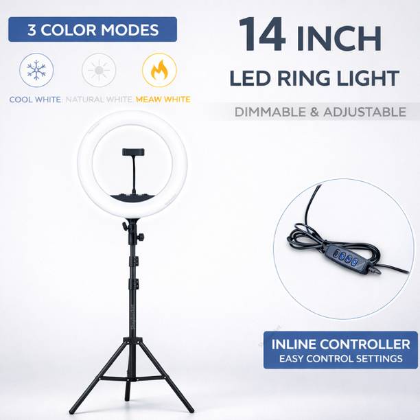 shopbucket 14 Inch Ring Light with 7 Ft Stand 3 Mode for Video Shooting Ring Flash