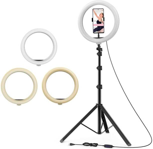 JPY 10-inch Ring Light with with 7 Feet Long Foldable and Lightweight Tripod Stand Ring Flash