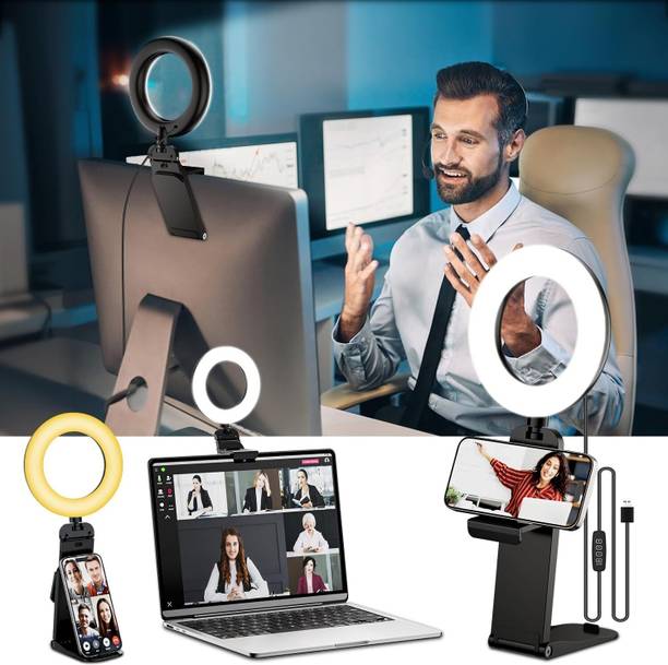 SUICUNE Portable LED Ring Light for Laptop & Monitor, USB Powered Dimmable Webcam Light Ring Flash