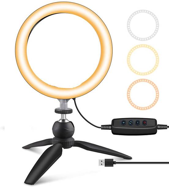 TechBlaze 6" Inch LED Ring Light with Stand Multicolour Lights Makeup & Vlogging Ring Flash