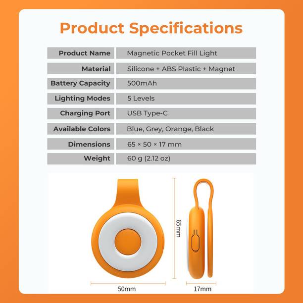 Viraan Rechargeable Magnetic Selfie Light for iPhone with LED Ring Ring Flash