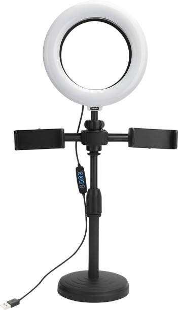 FUTOPIA 6 Inch Ring Light with 2 Mobile Holder Stand 3 Color Modes High LED Brightness Ring Flash