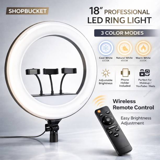 SB 18 inchBig LED Ring Light with 3 Holder & 3 Mode Lighting Ring Flash Ring Flash