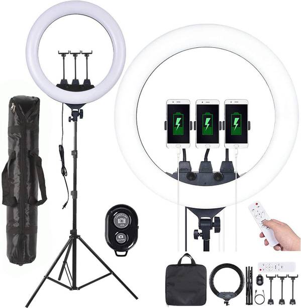 eloies Professional 18inch Ring Light with 9 foot tripod stand, Remote & Bag, Light Ring Flash