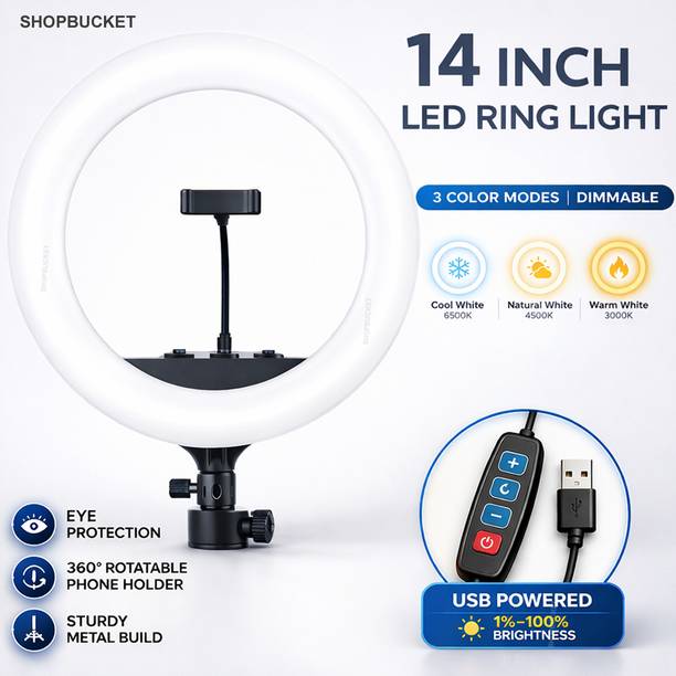 SB 14 Inch Ring Light & 3 Mode Ring Light Flash for Photography Video Makeup Ring Flash