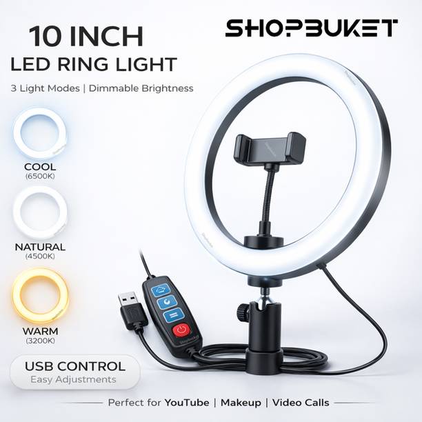 SB 10 Inch LED Ring Light & 3 Mode Ring Light For Mobile Mobile Video Makeup 53 Ring Flash