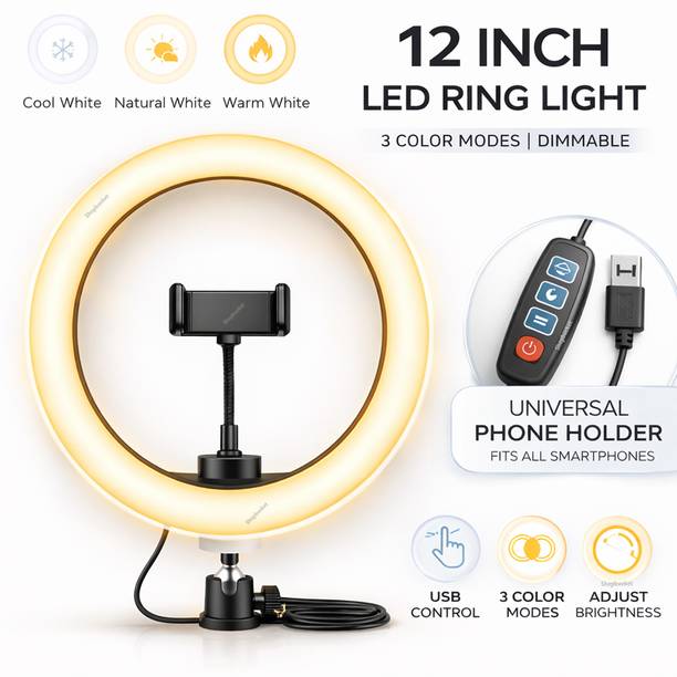 SB 12 Inch LED Ring Light & 3 Mode Video Recording Makeup, Selfie Light Ring Flash