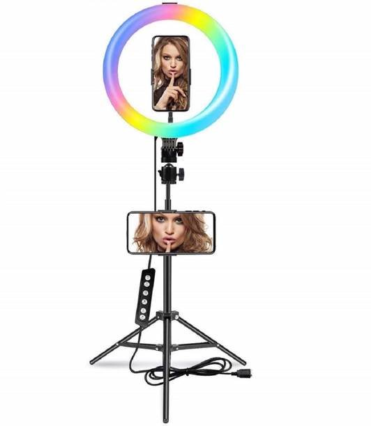 shipsify 10 Inch RGB LED Ring Light with 7 feet Tripod Stand For Makeup & Vlogging Ring Flash