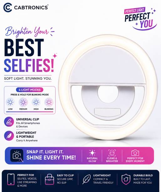 CABTRONICS Mobile Selfie Ring Light, USB Rechargeable Clip LED Light Ring Flash