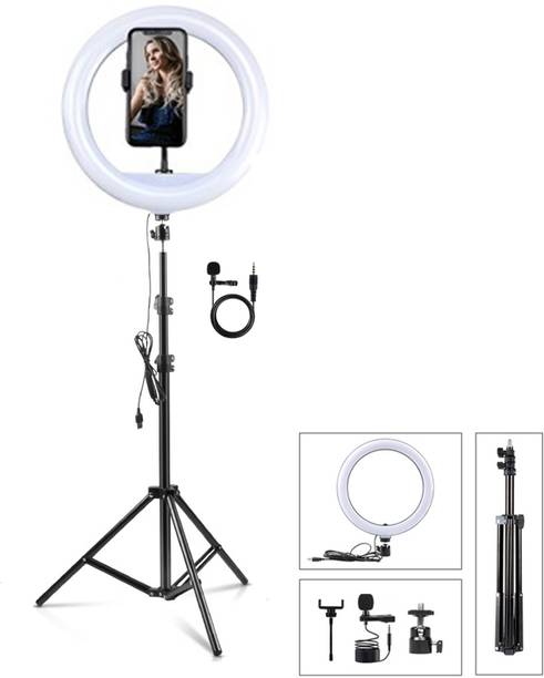 ROYAL SCOT GREY 12" LED Ring Light with 6.9 Feet Metal Tripod & 3.5mm Metal Collar Microphone Ring Flash