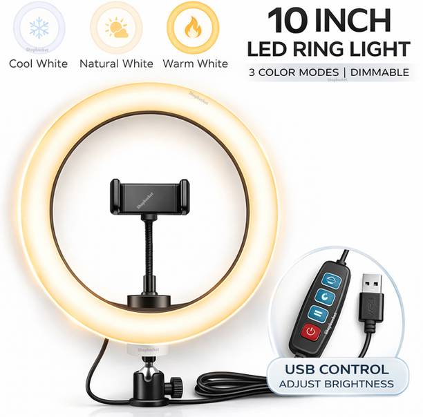 SB 10 Inch LED Ring Light & 3 Mode for Mobile Video Makeup, Shooting, YouTube 10 Ring Flash