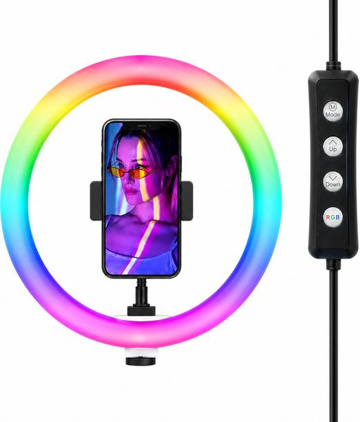 Flipkart SmartBuy RGB LED Ring Light with Mobile Holder, Dimmable & Adjustable Color Modes Ring Flash