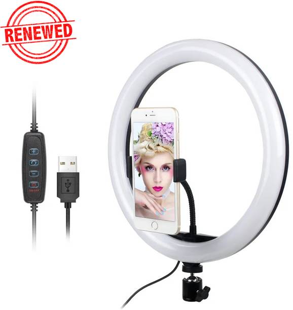 BROLAVIYA LED 10 Ring Light, 3 Level Brightness Dimmable with 360 Knob,Mobile Bracket Ring Flash