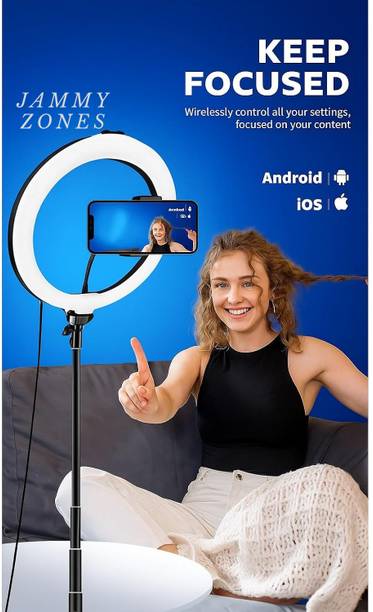 JAMMY ZONES 10"LED Ring Light with 7Ft Adjustable Tripod 3 Modes, Dimmable Brightness Z339 Ring Flash
