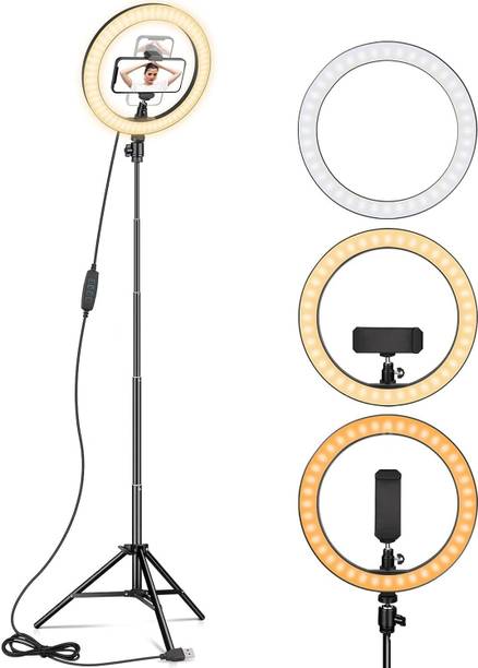 Teksqr LED Ring Light for Camera, and Video Shooting, Makeup with 7 Feet Long Flash