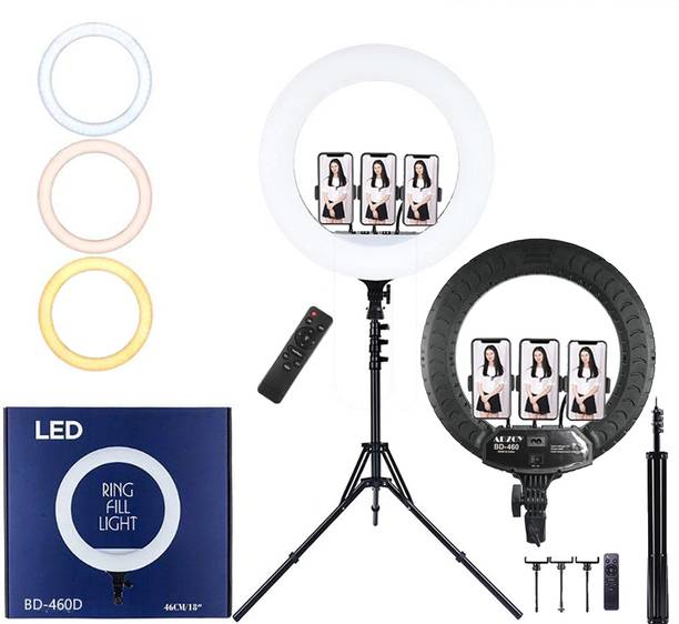 ADZOY Professional 18" LED Ring Light with Bluetooth Remote and 6.9ft Tripod Ring Flash