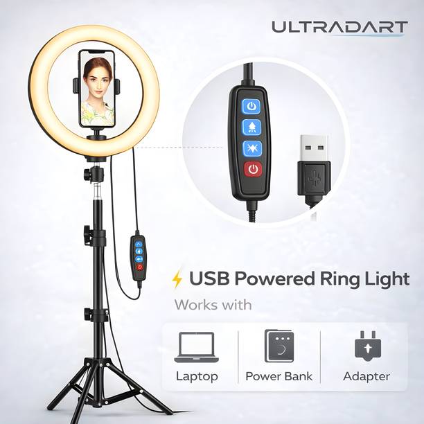 ULTRADART 14 Inch Ring Light with Tripod Stand & Mobile Holder for Video Shooting Ring Flash