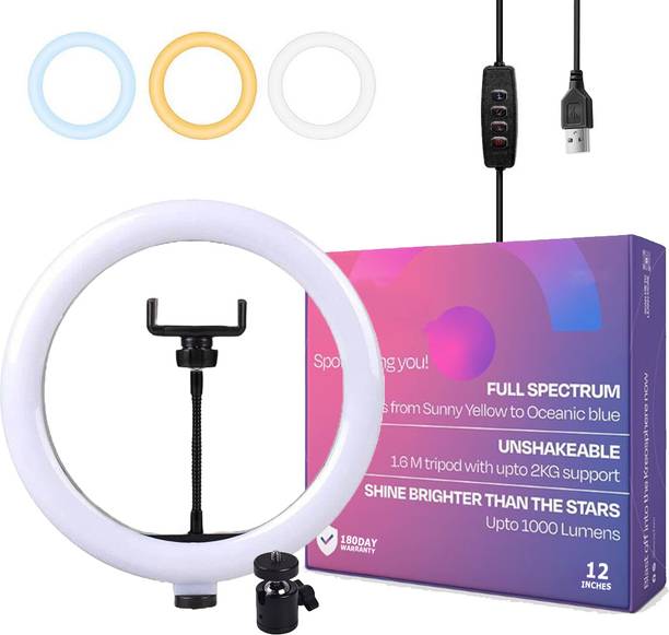JPRO 12 inch 3 Mode with Adjustable Brightness USB Powered Ring Light Ring Flash