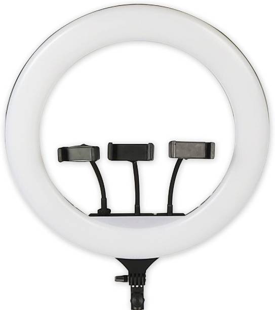 GADGETSWAY 46 CM (18 inch) Big LED Ring Light with 3 Holder Dimmable Lighting Ring Flash