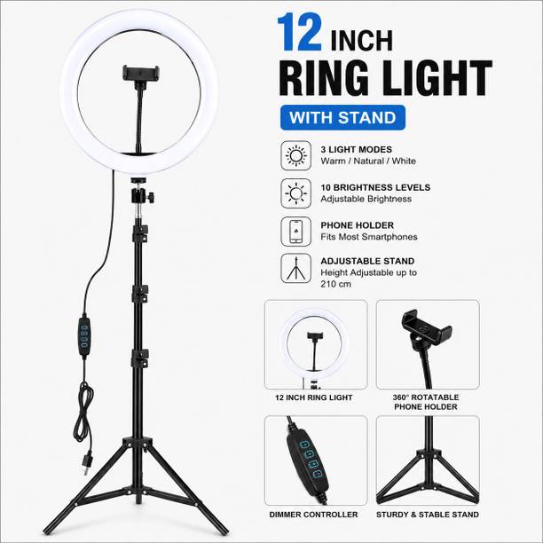 Flipkart SmartBuy 12 Inch Ring Light with Stand for Makeup, Live Streaming & Video Recording Ring Flash