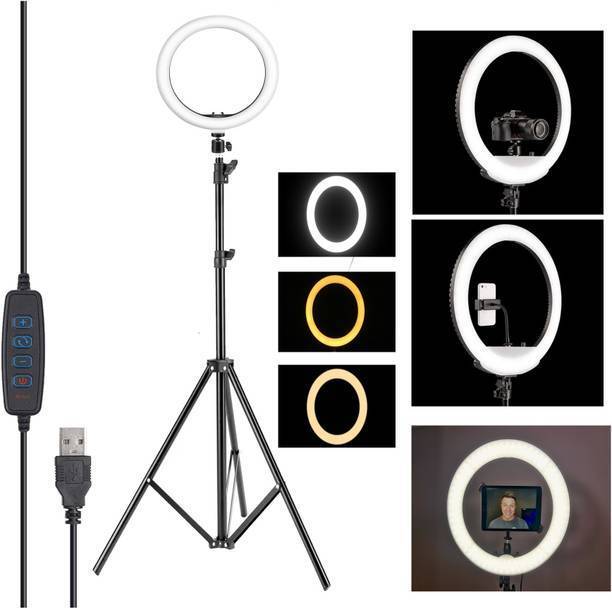 VIJYIONCS 10 inch Light with 7 Ft Tripod,Mobile Holder,3LED Lighting Modes,Photoshoot Ring Flash