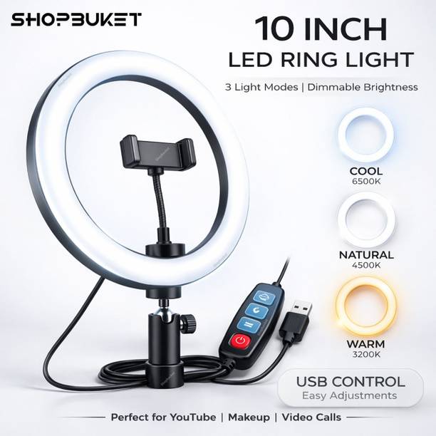 SB 10 Inch LED Ring Light for Mobile Selfie Light with 3 Modes for Video Ring Flash Ring Flash