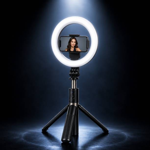 ULTRADART Selfie Stick Tripod with Ring Light & Bluetooth Remote for Mobile Ring Flash