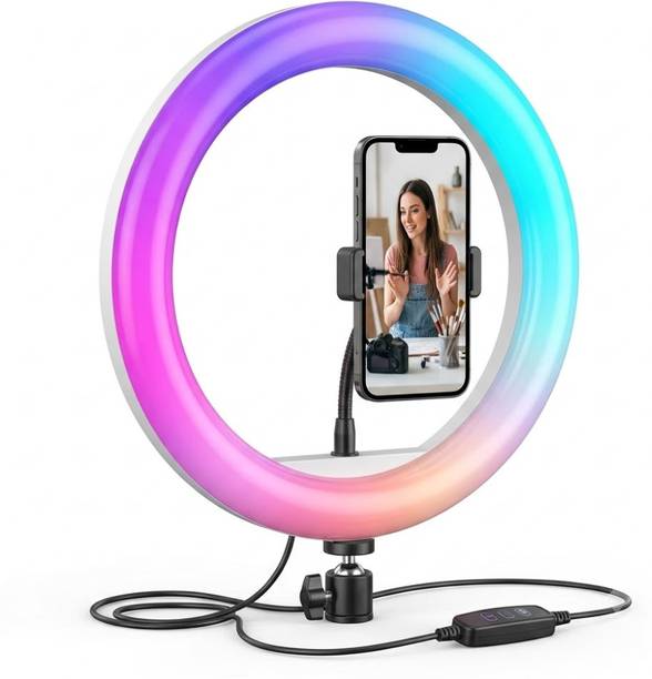 Maizic Smarthome RGB LED Ring Light with Phone Holder, Stepless Dimming & 360° Rotating Head Ring Flash
