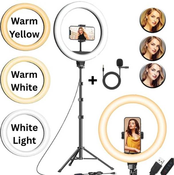 BasX 14Inch LED Ring Light with 7ft Tripod Stand, Mobile Holder & Microphone Ring Flash