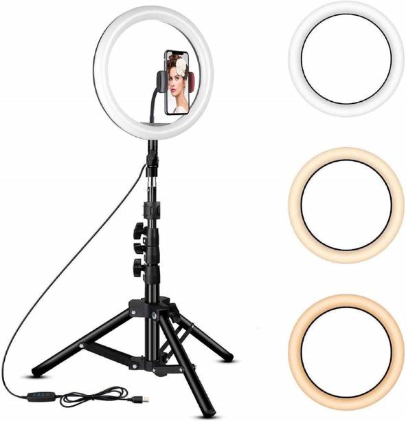 shipsify New 12 Inch Ring Light 3 Lights Modes, LED Light with 7ft tripod &Mobile Holder Ring Flash