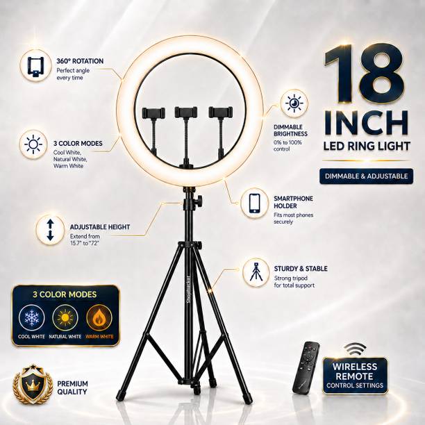 shopbucket 18 Inch Ring Light with 7 Ft Steel Stand for Video Makeup Remote . Ring Flash