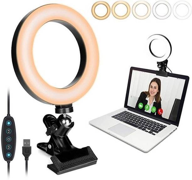 IMAGINEA Video Conference Lighting Kits, 6� LED Selfie Light, Clip on Laptop Monitor Ring Flash