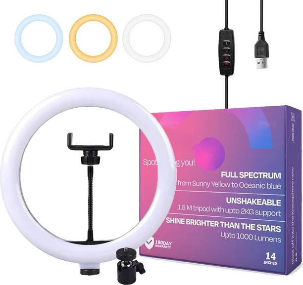 JPRO 14 inch 3 Mode with Adjustable Brightness USB Powered Ring Light Ring Flash