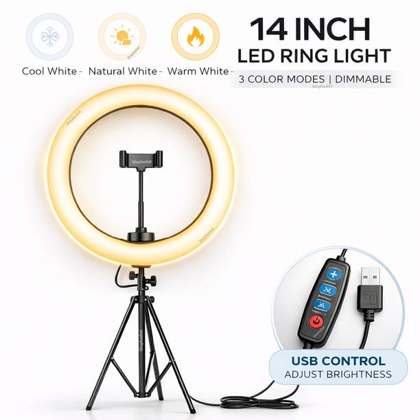 shopbucket 14 Inch LED Ring Light with 7 Ft Stand 3 Mode for Online Classes Ring Flash