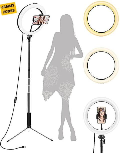 JAMMY ZONES 10"LED Ring Light with 7Ft Adjustable Tripod 3 Modes, Dimmable Brightness Z397 Ring Flash