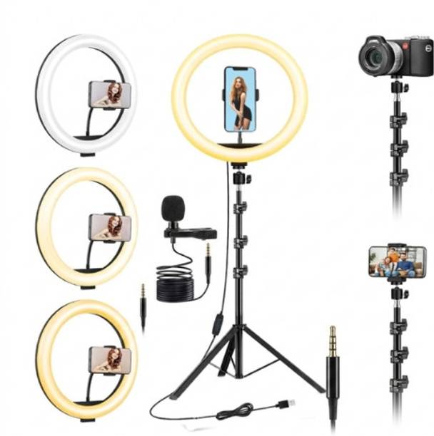 Maja 10”LED Ring Light with 7Ft Stand Mic Light for Makeup TikTok YouTube Videos Ring Flash