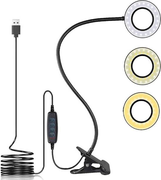 Aliens 3.5" LED Selfie Ring Light | Flexible Arm Clamp | 3 Colors, 10 Brightness Levels Ring Flash