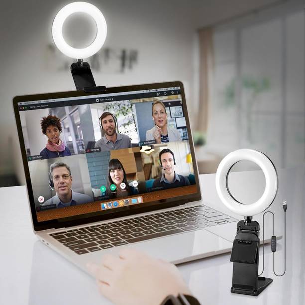 Deoxys Zoom Meeting Light for Video Calls Selfie Makeup PC Webcam, Phone Holder Ring Flash