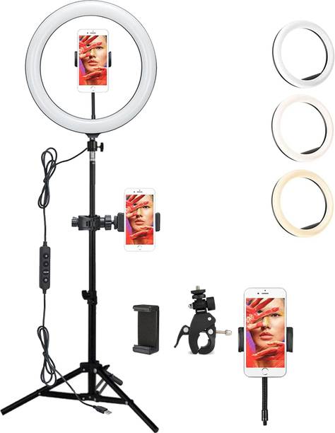 ADZOY Professional Ring Light 10" (26cm) With 6.9ft Tripod & Super Clamp with Bracket Ring Flash