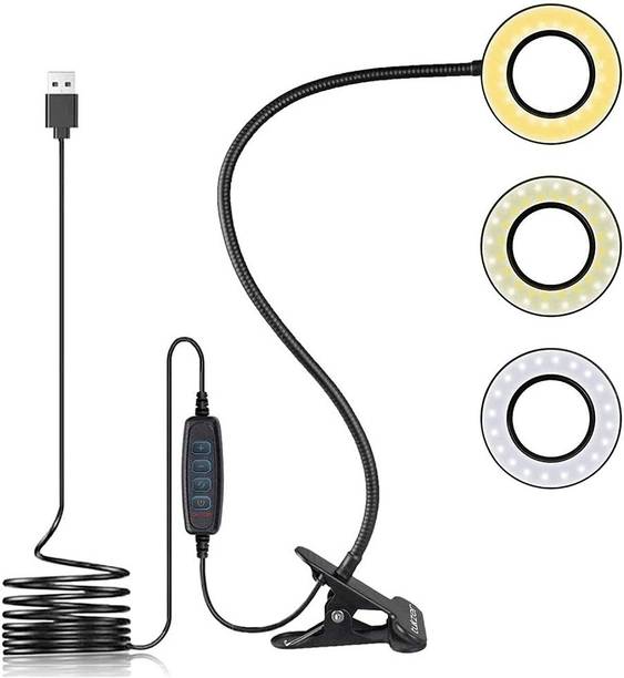 Glatoxi Selfie Ring Light with Phone Holder Flexible Arm Desk Mount Clamp Ring Flash