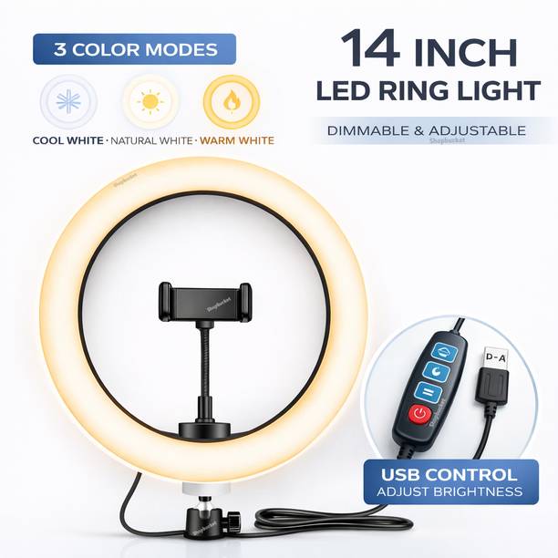 SB 14 Inch LED Ring Light & 3 Mode for Mobile Video Makeup, YouTube, Selfie Light 1 Ring Flash