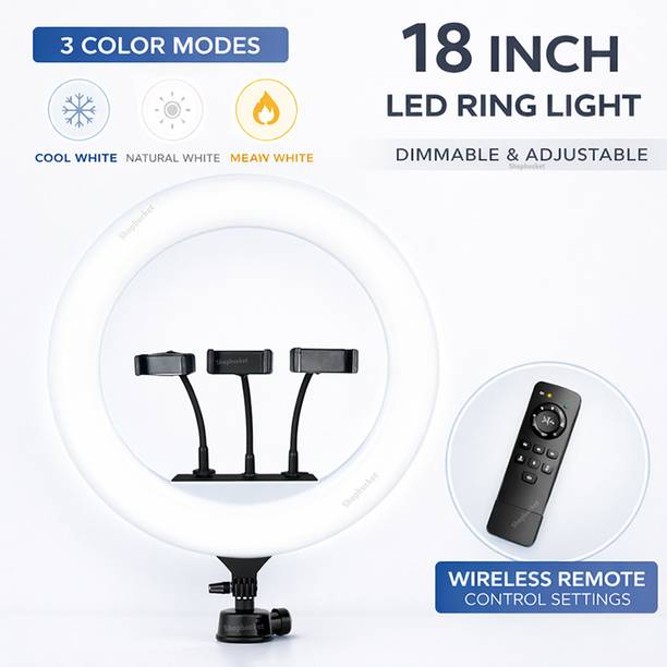 SB 18 Inch Ring Light 3 Holder 3 Mode for Selfie Video Recording Ring Flash