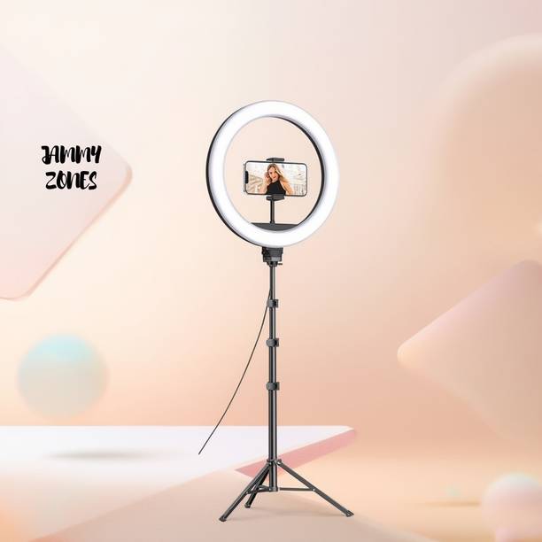 JAMMY ZONES 10"LED Ring Light with 7Ft Adjustable Tripod 3 Modes, Dimmable Brightness Z196 Ring Flash