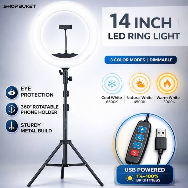 SB 14 Inch LED Ring Light with 7 Ft Stand 3 Mode for Professional Lighting Ring Flash