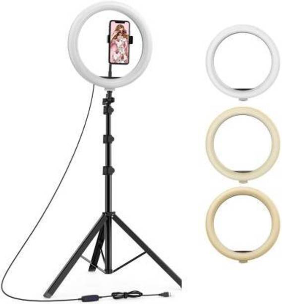 ZOPHORUS 10 inch Ring Light with 7 Feet Tripod Stand Ring Flash (White / Black) Ring Flash