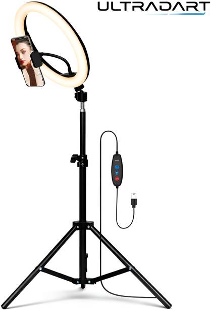 ULTRADART LED 12" Ring Light with Tripod Stand for Makeup & Live Streaming Ring Flash