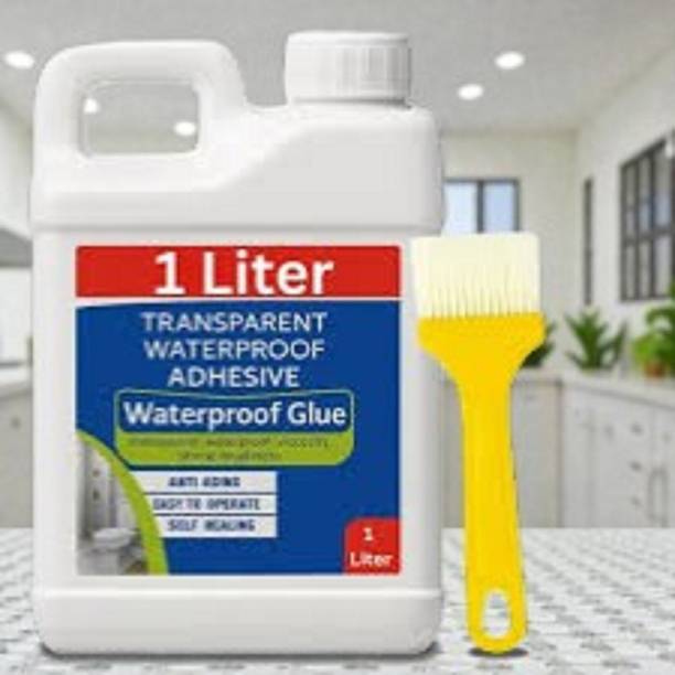 DHRUVIKA ENTERPRISE 1Kg Transparent Waterproofing Glue with Brush for Roof Leakage Epoxy Floor Coating Paint