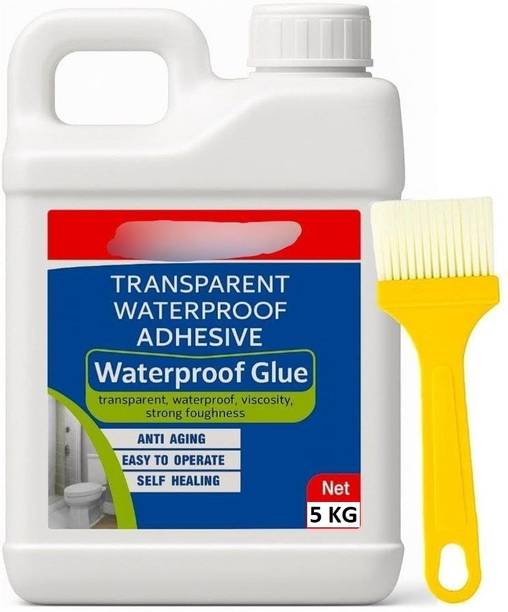 DHRUVIKA ENTERPRISE 5 Kg Transparent Waterproofing Glue with Brush for Roof Leakage, Crack Seal Epoxy Floor Coating Paint