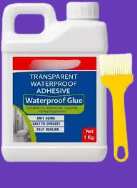 DHRUVIKA ENTERPRISE 1Kg Transparent Waterproofing Glue with Brush for Roof Leakage Epoxy Floor Coating Paint
