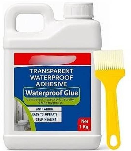 DHRUVIKA ENTERPRISE 1Kg Transparent Waterproofing Glue with Brush for Roof Leakage Epoxy Floor Coating Paint